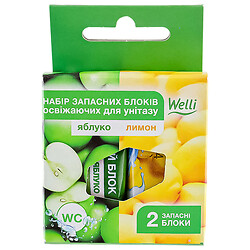 Набор освежающих запасок для унитаза Welli Лимон + зеленое яблоко 2 шт/уп