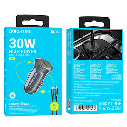 АЗУ Borofone BZ26 Searcher Apple iPhone SE 2022 / iPhone 14 Pro Max / iPhone 14 Plus / iPhone 14 Pro / iPhone 14 / iPhone 13 Pro / iPhone 13 Mini / iPhone 13 / iPhone 13 Pro Max / iPhone 12 Mini / iPhone 12 Pro Max, Lightning, З кабелем, Сірий - № 4