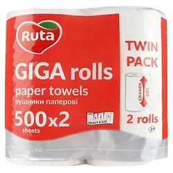 Набор бумажных полотенец Ruta Giga белые 2 слоя 2 рул/уп