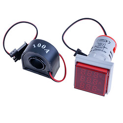 Вольтметр/амперметр/частотомер AC 50-380V/0-100A встраивается на панель, красный, квадратный (AD16-22VAHZS, Hord)