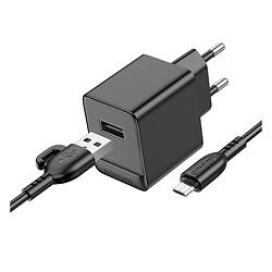 СЗУ Borofone BAS11A Erudite, MicroUSB, З кабелем, Чорний