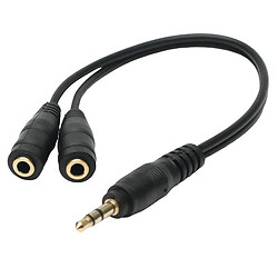 AUX кабель PowerPlant KD00AS1263, 3,5 мм., 0.2 м., Чорний