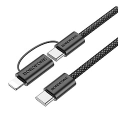 USB кабель Borofone BX104 Primo Apple iPhone SE 2022 / iPhone 14 Pro Max / iPhone 14 Plus / iPhone 14 Pro / iPhone 14 / iPhone 13 Pro / iPhone 13 Mini / iPhone 13 / iPhone 13 Pro Max / iPhone 12 Mini / iPhone 12 Pro Max, Lightning, Type-C, 1.0 м., Черный