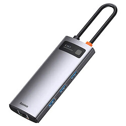 Концентратор USB 3.0, type-С HUB 6в1 із RJ45, Сірий