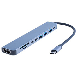 Концентратор USB 3.0, type-С HUB 9в1, Сірий