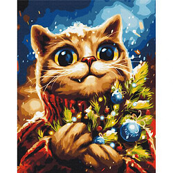 Картина по номерам "Новогодний котик"