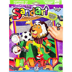 Фреска з кольорового піску "Sandart" лев
