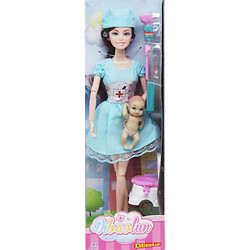 Кукла "Медсестра" с ребенком (в голубом платье)