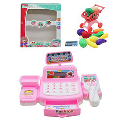 Игровой набор "Касса с набором продуктов", розовая.