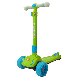 Самокат детский 3-х колесный "Scooter" зеленый, со светом, руль с фонариком