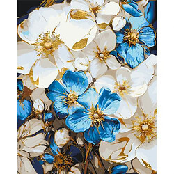 Картина за номерами з фарбами металік "Біло-блакитні квіти" 40х50 см