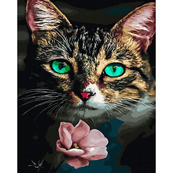 Картина по номерам "Кошка и цветок"