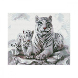 Алмазная мозаика "Белые тигры"