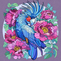 Картина за номерами "Папуга у квітах" 30х30 см