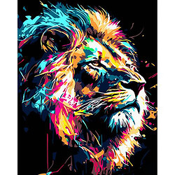 Картина по номерам на черном фоне "Могучий лев" 40х50