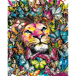 Картина по номерам "Лев в бабочках" 40х50 см