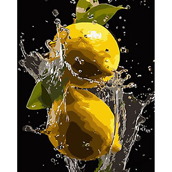 Картина за номерами на чорному фоні "Яскраві лимони" 40х50