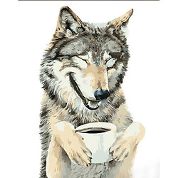 Картина за номерами "Вовк і чашечка"  40х30 см
