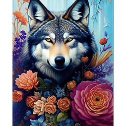 Алмазная мозаика "Волк среди цветов" 40х50 см