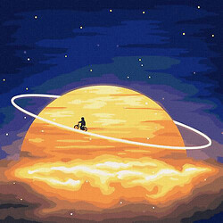 Картина по номерам "Вокруг Сатурна" (с красками металлик)