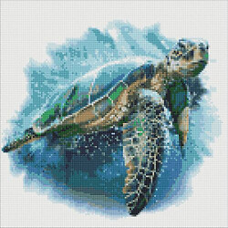 Алмазная мозаика "Голубая черепаха", 40х40 см