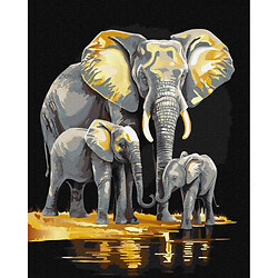 Картина по номерам с красками металлик "Семейство слонов"