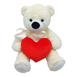 Мʼяка іграшка "Ведмедик з серцем", світлий, 30 см