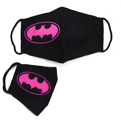 Многоразовая 4-х слойная защитная маска "Бэтмен" размер 3, 7-14 лет, черно-розовая
