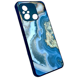 Чохол (накладка) Samsung A125 Galaxy A12 / M127 Galaxy M12, Marble and Pattern Glass Case, Blue Marble, Малюнок