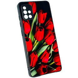 Чехол (накладка) Xiaomi Redmi 10, Marble and Pattern Glass Case, Red Tulips, Рисунок