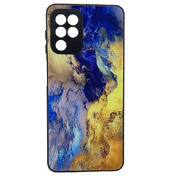 Чохол (накладка) Xiaomi Redmi Note 10 / Redmi Note 10s, Marble and Pattern Glass Case, Blue-Yellow Marble, Малюнок