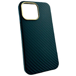 Чехол (накладка) Apple iPhone 14 Plus, Leather Carbon Metal Frame, Зеленый