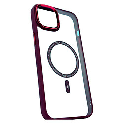 Чехол (накладка) Apple iPhone 15 Plus, Colored Metal Camera Rim, MagSafe, Бордовый