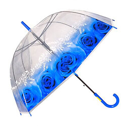 Зонтик трость (прозрачный) "Розы", фиолетовый