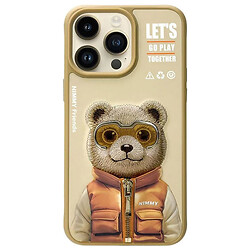 Чехол (накладка) Apple iPhone 15, Nimmy 3D Metal Buttons, Bear Khaki, Рисунок