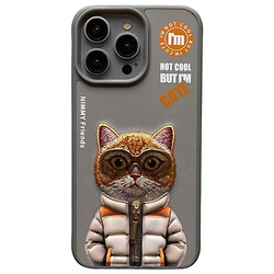 Чохол (накладка) Apple iPhone 15, Nimmy 3D Metal Buttons, Cat Grey, Малюнок