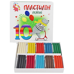 Пластилин детский, мягкий, 10 цветов, Jumbi