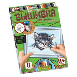 Вышивка крестиком по номерам, "Котёнок", Danko Toys