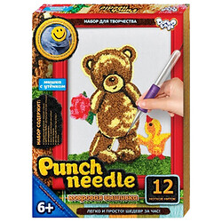 Ковровая вышивка "Punch needle: Мишка с цветочком", PN-01-01, Danko Toys