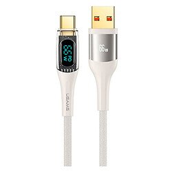 USB кабель USAMS US-SJ592 Digital Display, Type-C, 1.2 м., Бежевий