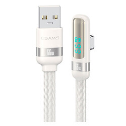 USB кабель USAMS US-SJ651 Digital Display, Type-C, 1.2 м., Білий