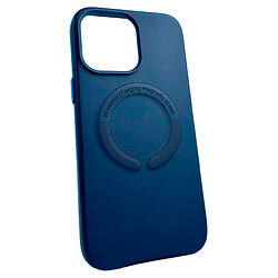 Чехол (накладка) Apple iPhone 13 / iPhone 13 Pro, Leather Case WCMS, MagSafe, Dark Blue, Синий