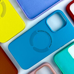 Чохол (накладка) Apple iPhone 13 Pro, Leather Case WCMS, MagSafe, Блакитний - № 3