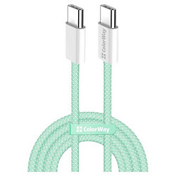 USB кабель ColorWay CW-CBPDCC061-G, Type-C, 1.0 м., Зелений