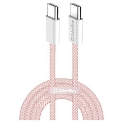 USB кабель ColorWay CW-CBPDCC061-P, Type-C, 1.0 м., Рожевий