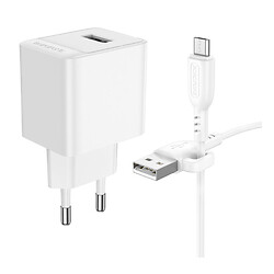 СЗУ Borofone BAS11A Erudite, MicroUSB, З кабелем, Білий