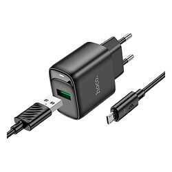 СЗУ Hoco C140A Smart, MicroUSB, З кабелем, Чорний