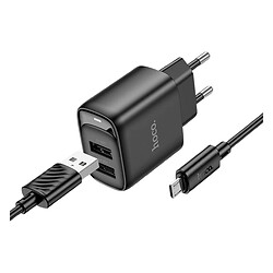 СЗУ Hoco C141A Smart, С кабелем, MicroUSB, Черный