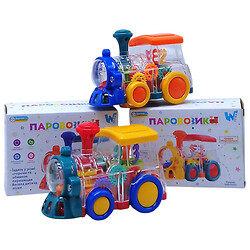 Паровозик ТК 52136 "WToys", 2 цвета, звук, подсветка, шестерни, колесо свободного хода, в коробке, Wtoys