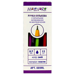 Ручка масляная BRIGHT TOUCH. 0,7 мм. синяя, микс видов, цена за 1 штуку, Malevaro